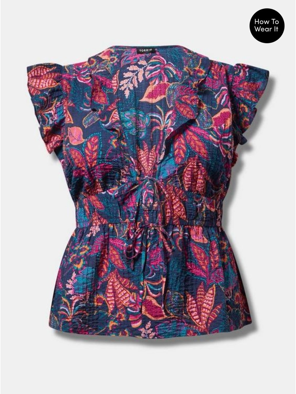 Torrid Ruffle V-Neck Tie Front Blouse